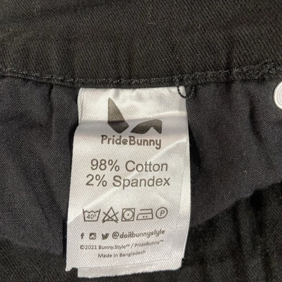 Pride Bunny Mens Size 34 Flip Cuff Shorts LGBTQ+ Chino Rainbow Accent Black Zip - Picture 8 of 9